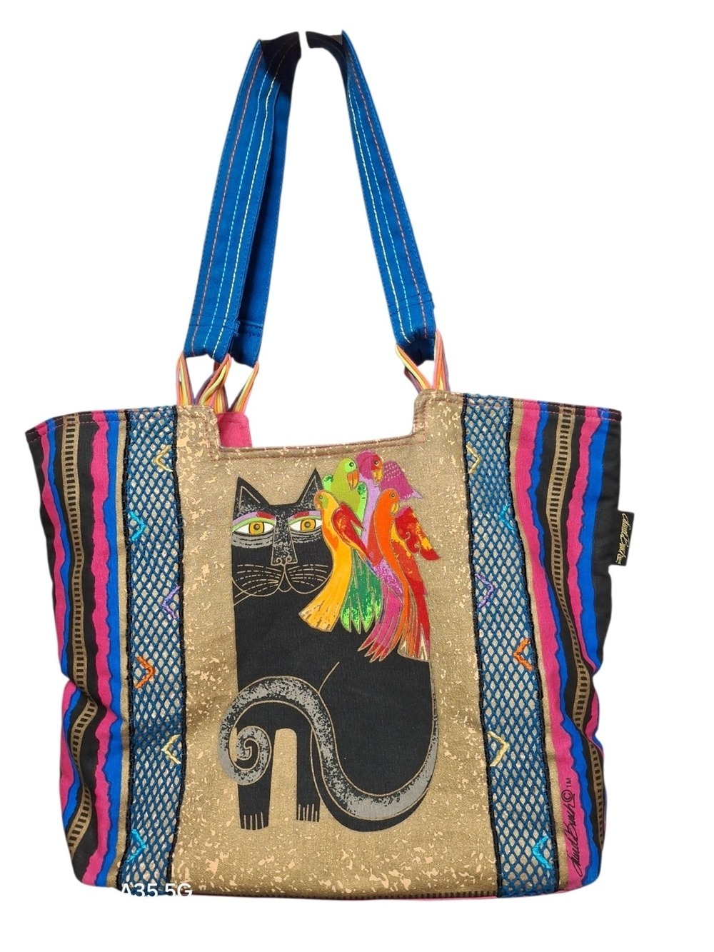 Laurel Burch Boho Cat & Parrot Print Tote Bag in Multicolor